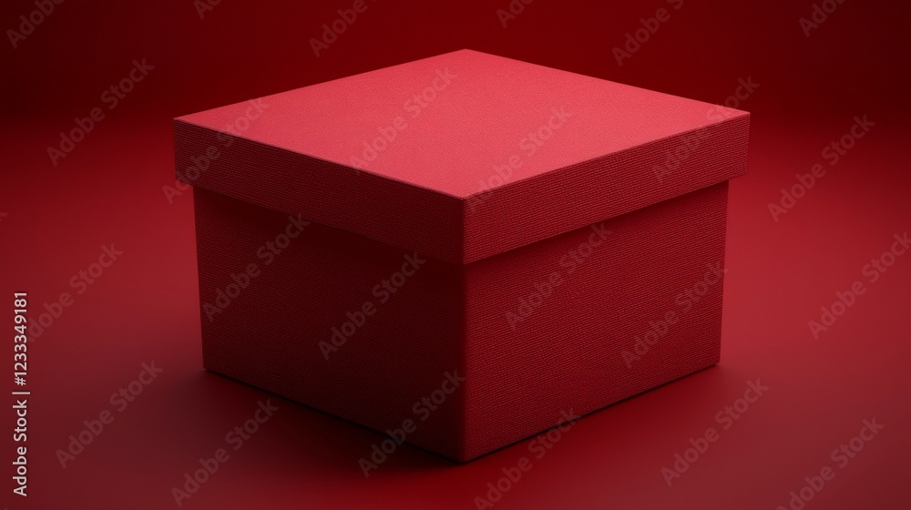 Poster A single red square box sits on a red background