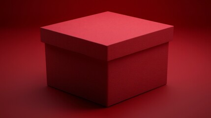 A single red square box sits on a red background