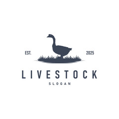 farm design with black silhouette concept duck animal logo livestock symbol simple illustration template