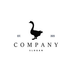 farm design with black silhouette concept duck animal logo livestock symbol simple illustration template