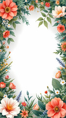 Florals border frame copy space area