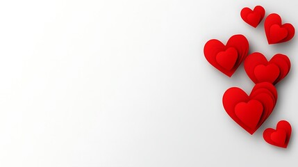 Red layered hearts on white background design