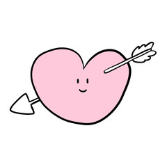 Cute Heart Character with Arrow Illustration