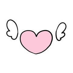 Cute Heart with Wings Illustration