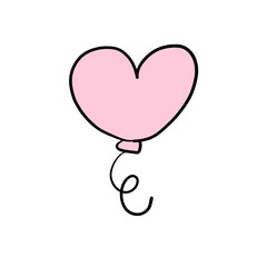 Cute Pink Heart Balloon Illustration