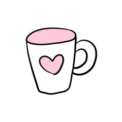 Cute Illustrated Mug with Heart Design