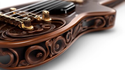 Obraz premium Ornate Carved Electric Guitar: A Masterpiece of Musical Craftsmanship