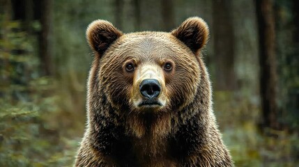 Fototapeta premium Brown bear portrait in forest