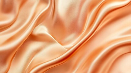Obraz premium Draped Peach Satin Fabric Shows Soft Curves
