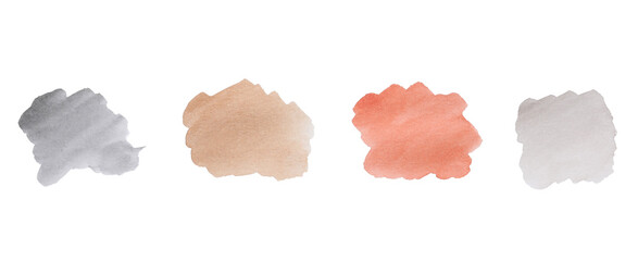 Watercolor, painted color samples on white paper