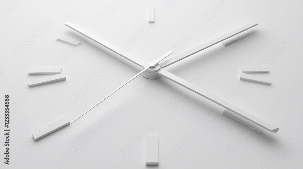 Poster minimalist white clock face design showing time