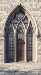 Fototapeta premium Gothic arched entryway with door