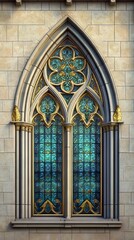 Obraz premium Ornate Gothic arched stained glass window
