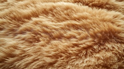 Brown faux fur textile close-up, soft texture background for design projects