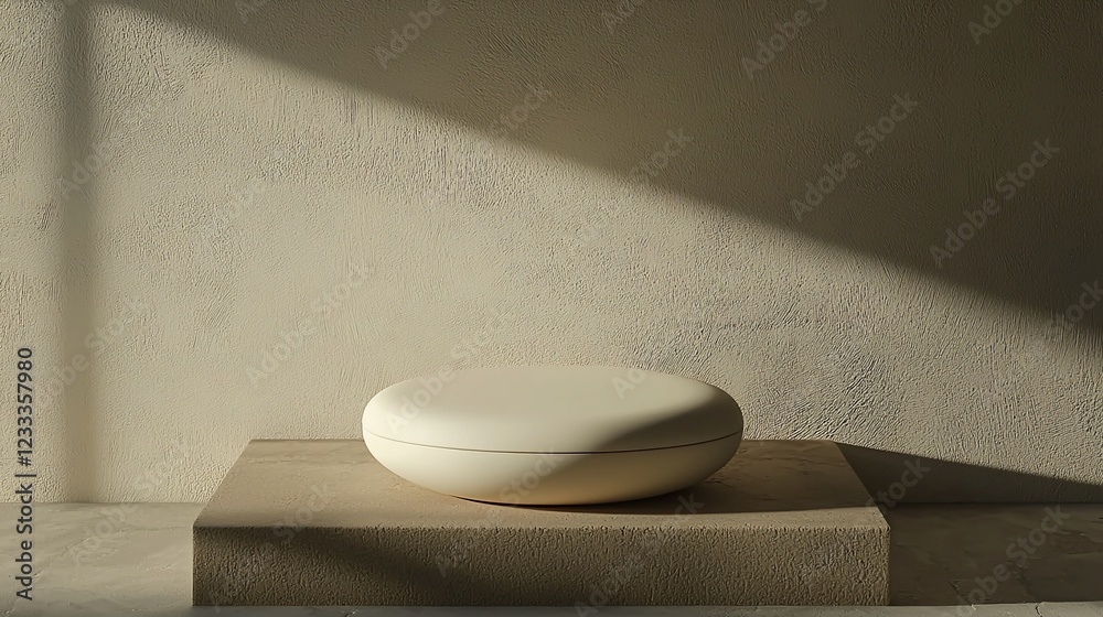 Aufkleber Minimalist Beige Platform Displaying Round Object
