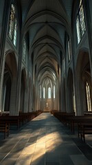Fototapeta premium Sunlight streams into a grand cathedral.