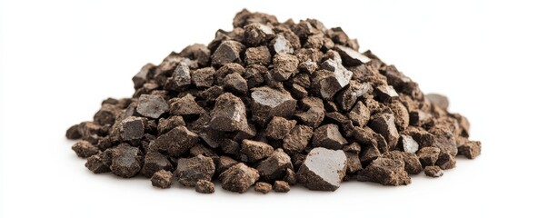Obraz premium A close-up of a heap of gravel on a white background.