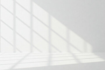 Obraz premium A minimalist and abstract image of an empty white room bathed in bright, natural light
