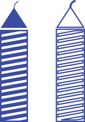 Candle light burn wax flat and line outline icon set . Birthday decorative candles collection isolated on transparent background. For celebration, candlelight design template simple and clean.