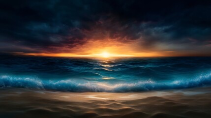 Obraz premium Majestic Ocean Sunset: A Dramatic Seascape