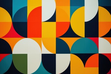 Bold Geometric Shapes in Vibrant Colors Create Abstract 