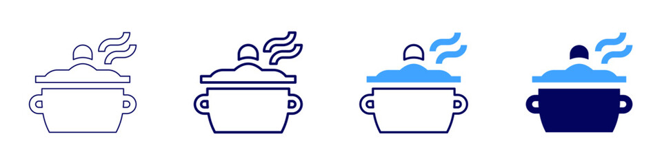 Clay pot icon in 4 different styles. Thin Line, Line, Bold, and Bold Line. Duotone style. Editable stroke