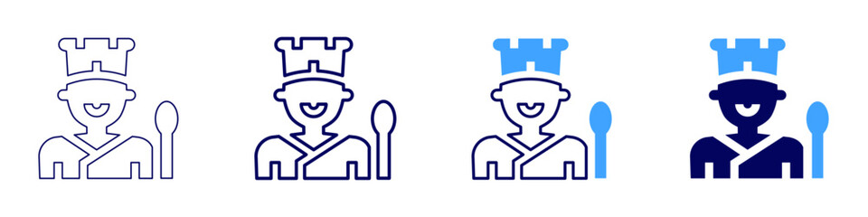 Cook chef icon in 4 different styles. Thin Line, Line, Bold, and Bold Line. Duotone style. Editable stroke