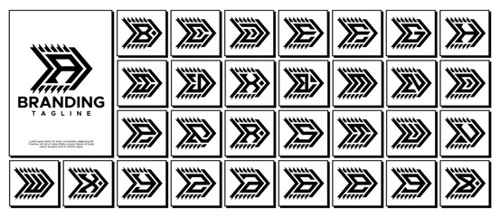 Technology line arrow monogram letter A-Z logo set