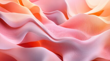 Obraz premium Peachy fabric waves, abstract background, studio lighting, design element
