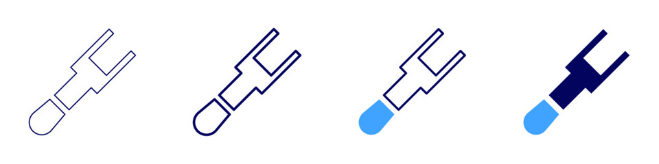 Fork icon in 4 different styles. Thin Line, Line, Bold, and Bold Line. Duotone style. Editable stroke