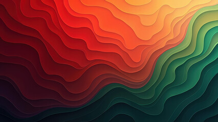 Obraz premium Abstract Red Green Wave Papercut Background - Papercut style