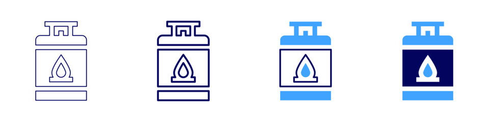 Gas icon in 4 different styles. Thin Line, Line, Bold, and Bold Line. Duotone style. Editable stroke