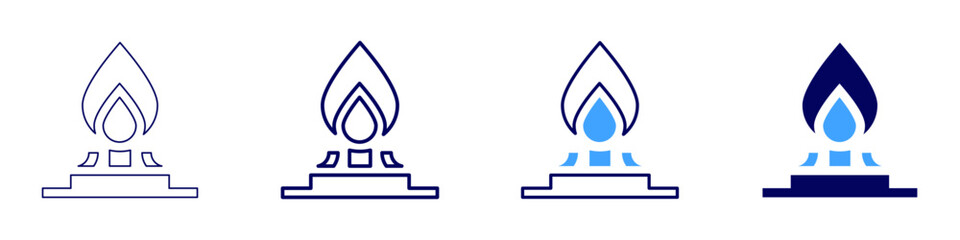 Gas stove icon in 4 different styles. Thin Line, Line, Bold, and Bold Line. Duotone style. Editable stroke