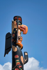 North-American Style Carved Wooden Totem, depicting an Eagle