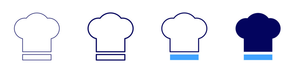 Hat of chef icon in 4 different styles. Thin Line, Line, Bold, and Bold Line. Duotone style. Editable stroke