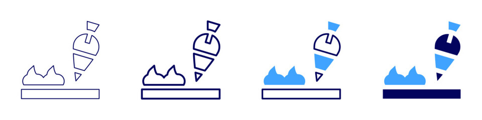 Make cake icon in 4 different styles. Thin Line, Line, Bold, and Bold Line. Duotone style. Editable stroke