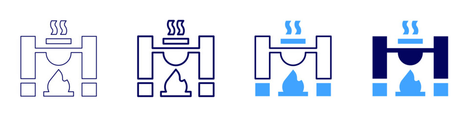 Mini pot on fire icon in 4 different styles. Thin Line, Line, Bold, and Bold Line. Duotone style. Editable stroke