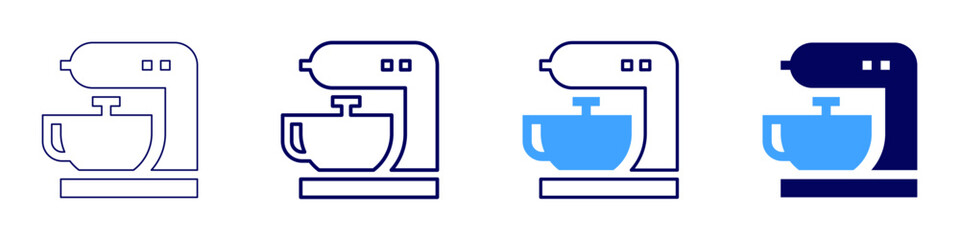 Mixer icon in 4 different styles. Thin Line, Line, Bold, and Bold Line. Duotone style. Editable stroke