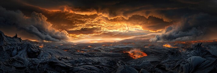 A dark sky with a bright orange sun in the middle