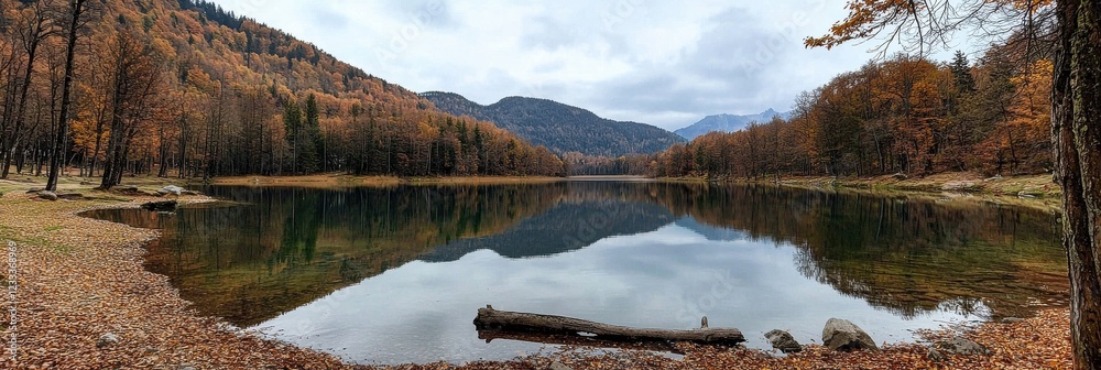 Poster A lake with a tree in the background