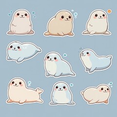 set of funny cartoon seals