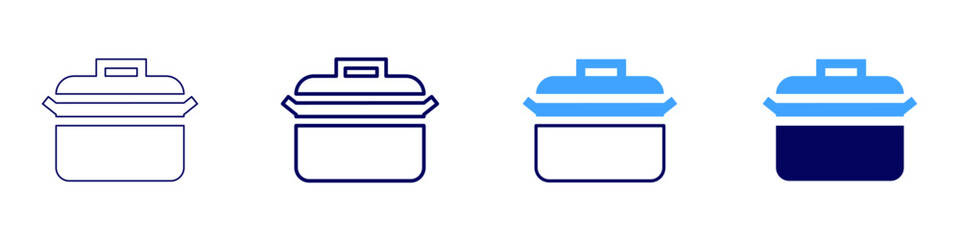 Stock pot icon in 4 different styles. Thin Line, Line, Bold, and Bold Line. Duotone style. Editable stroke