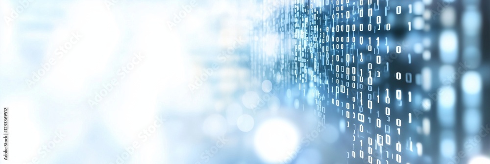 Wall mural binary code banner with copy space