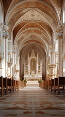 Fototapeta premium Ornate church interior, tranquil and serene.