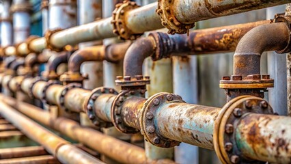 Close-up of metal water pipes in a building's infrastructure