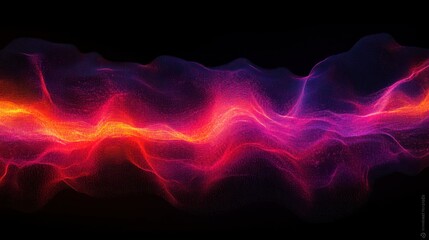 Fototapeta premium Abstract red-purple energy wave, dark background, digital art, website banner