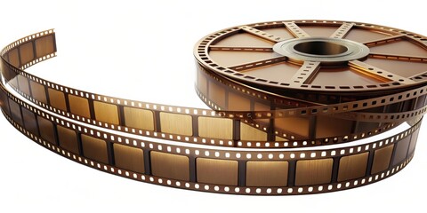 Film strip being unwound from a reel, film roll unwind, movie camera,  film roll unwind, movie camera, film, film