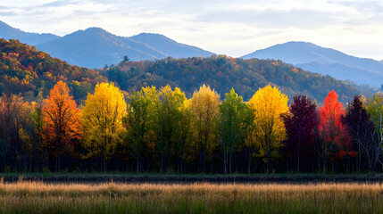 Fototapeta premium Autumn foliage colors mountain landscape