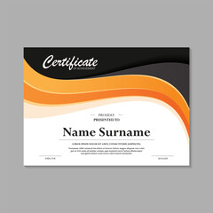 Fototapeta premium yellow and black abstract wave award certificate