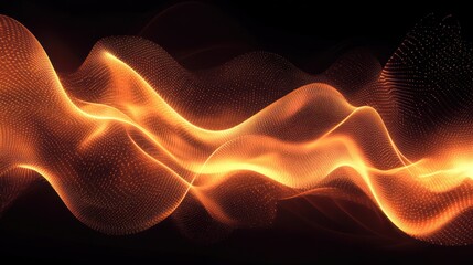 Fototapeta premium Abstract orange wave flowing dark background, digital art, website banner